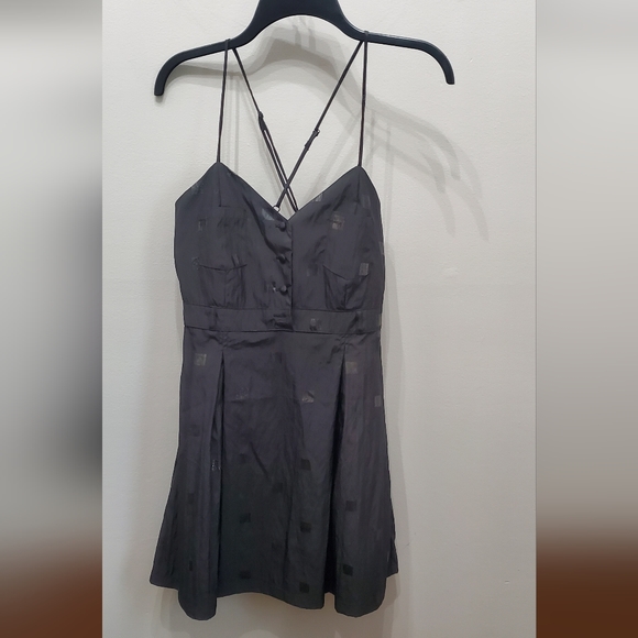 INSIGHT BLACK SPAGHETTI STRAP MINI FIT AND FLARE DRESS WITH POCKETS - Picture 2 of 11